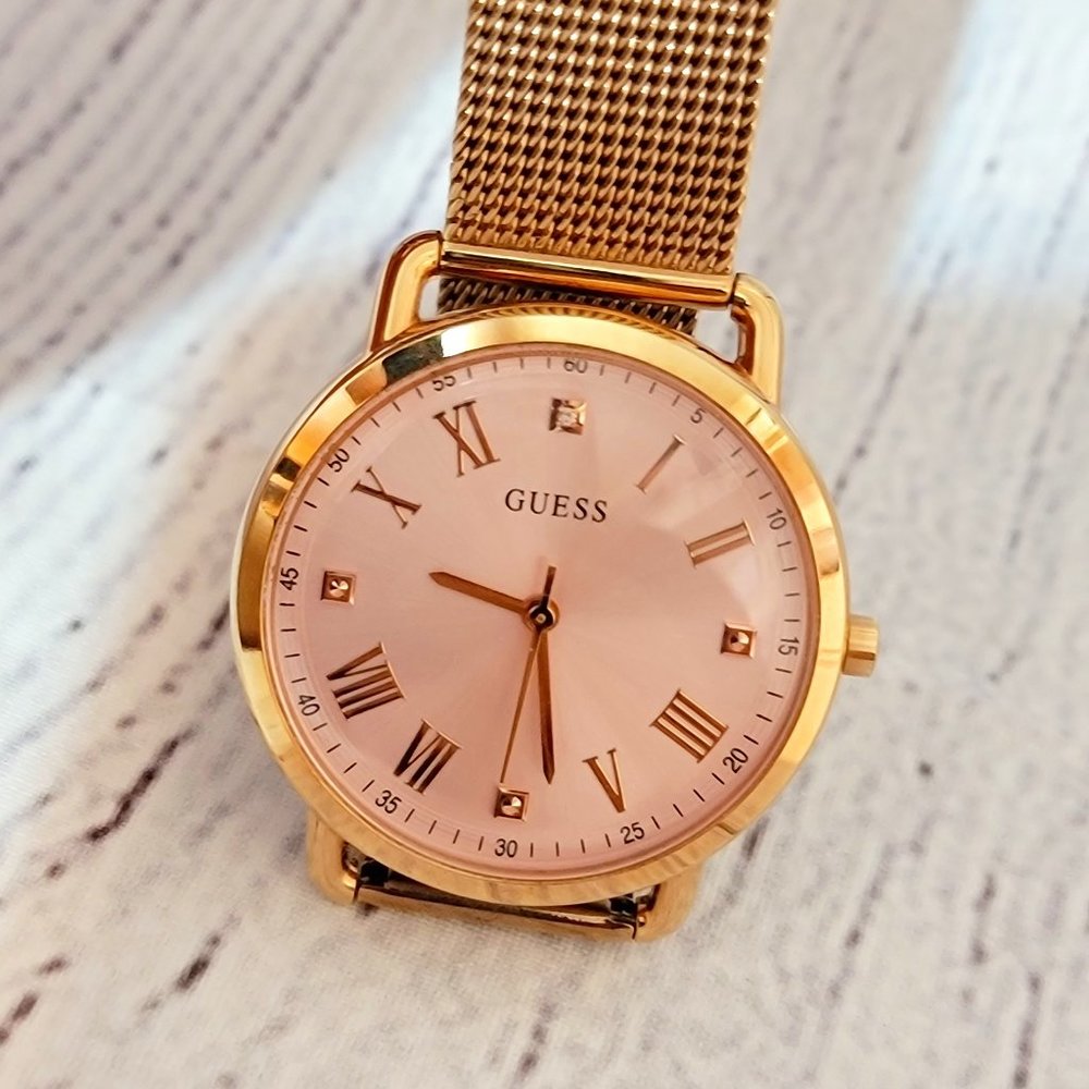 Guess Rose Gold Tone Stainless Steel/Mesh Watch